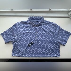 johnnie-O Blue Palm Tree Patterned Polo Shirt